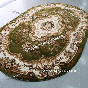 РОССИЙСКИЙ ЖАККАРДОВЫЙ КОВЕР МЕДАЛЬОН ЗЕЛЕНЫЙ ОВАЛЬНЫЙ